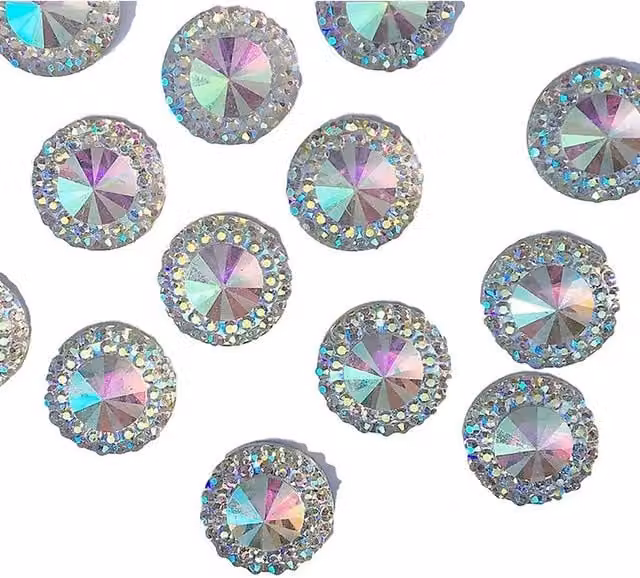 Syntego Pack of 12 Positano AB Clear Self Adhesive Round Flat Back Crystals