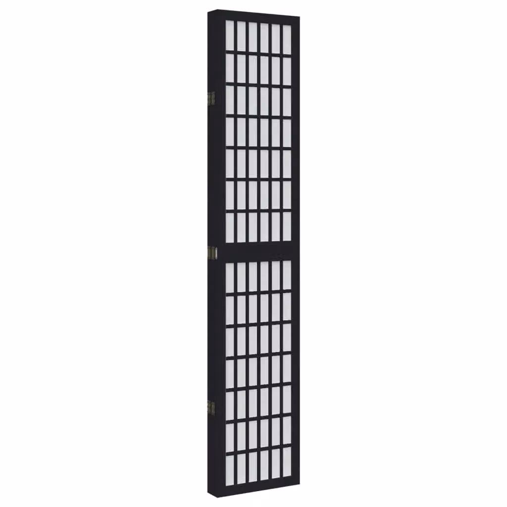 Berkfield Home 5-Panel Room Divider in Black Solid Paulownia Wood – 3