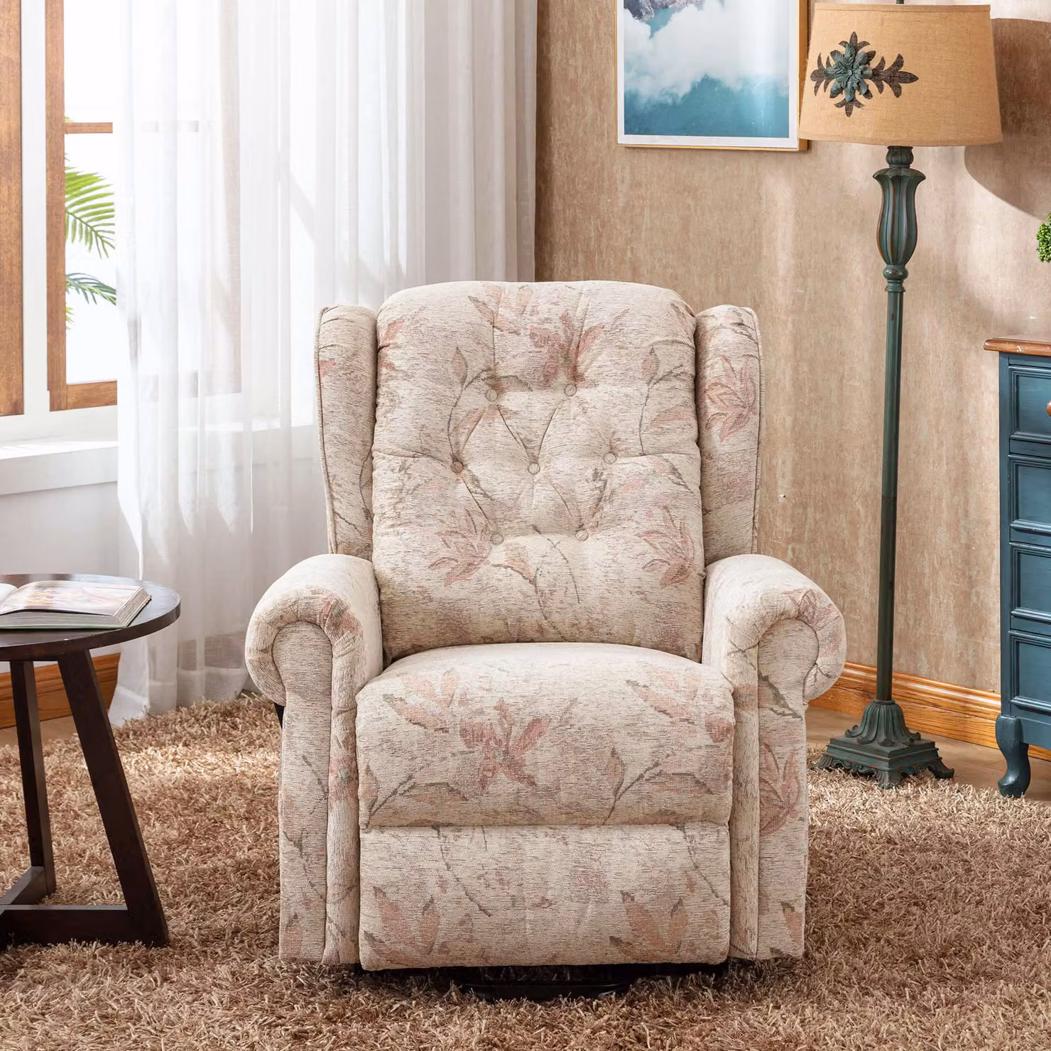 Aosom UK Dual Motor Power Lift Recliner Chair with Heat Massage and Infinite Position Lay Flat in Beige, W/D/H: 92 x 98 x 107 cm – 4