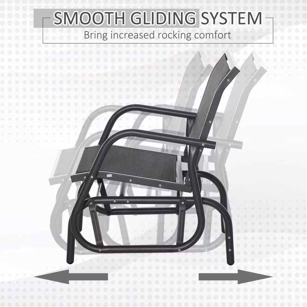STILVORA Garden Glider Chair with Matt Black Metal Frame – 3