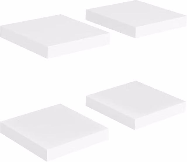 Berkfield Home Set of 4 White Floating Wall Shelves, W/D/H: 23 x 23.5 x 3.8 cm – 1