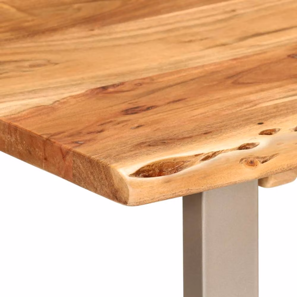Berkfield Home Brown Acacia Solid Wood Live Edge Dining Table, W: 110 cm, D: 50 cm, H: 76 cm – 2