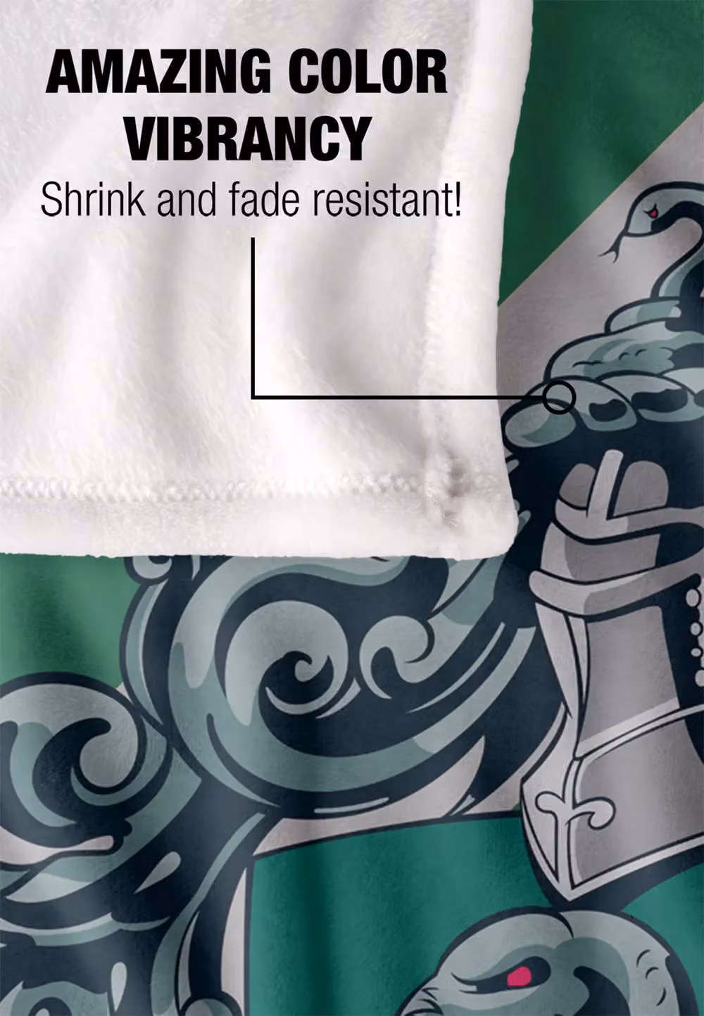 Warner Brothers Harry Potter Slytherin Crest Fleece Blanket, White, W/D: 152 x 127 cm – 4