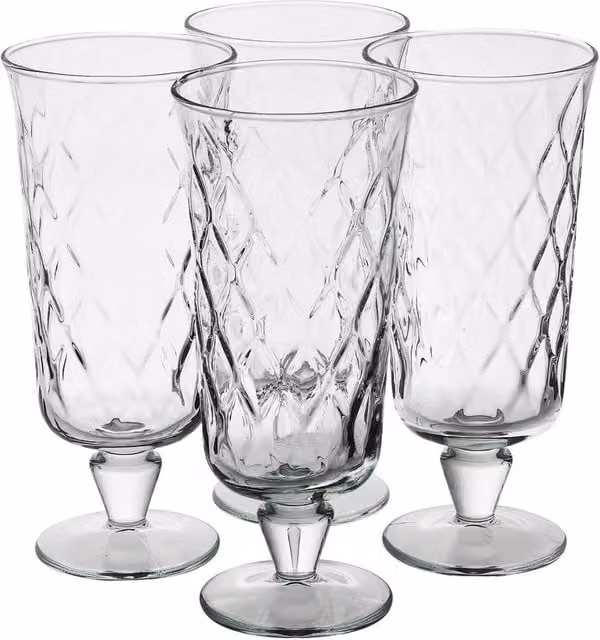 VOGREX Set of 4 Clear Highball Tumbler Glasses for Cocktail, Iced Tea and Water