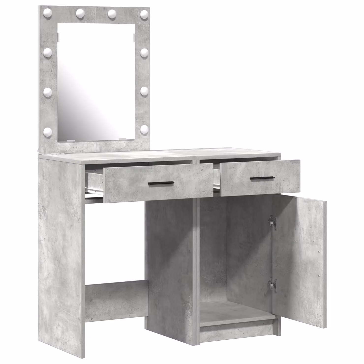 Berkfield Home 2-Piece Modern Hollywood LED Dressing Table Set in Matt Grey Engineered Wood – 2