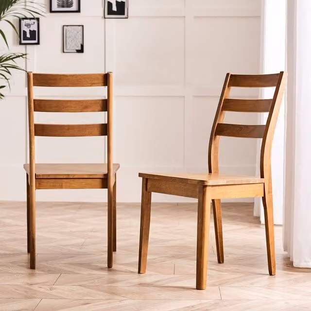 FurnitureboxUK Set of 2 Lynton Modern Walnut Wooden Dining Chairs in Brown