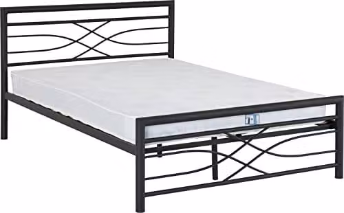 Seconique Kelly Black Metal King Size Bed Frame W/D/H: 180 x 160 x 209.5 cm – 1