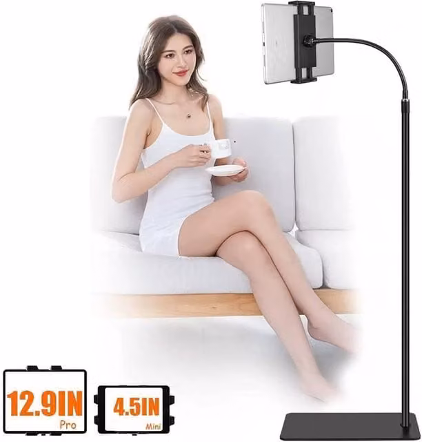 PAWNORA Tablet Holder Mount Floor Stand in Black