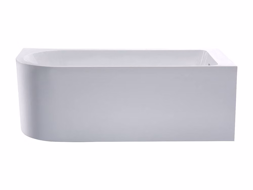 Vente-unique White Acrylic Right-Hand Corner Bathtub with Apron, W/D/H: 150 x 75 x 58 cm – 2