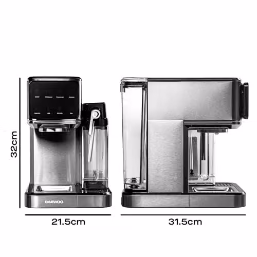 Daewoo One Touch Coffee Machine in Silver with Automatic Milk Frother, Integrated Milk Tank and Iced Coffee Function – 5