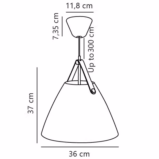 Nordlux Strap Industrial Pendant Light in Black Metal with E27 Socket, Diameter: 36 cm – 7