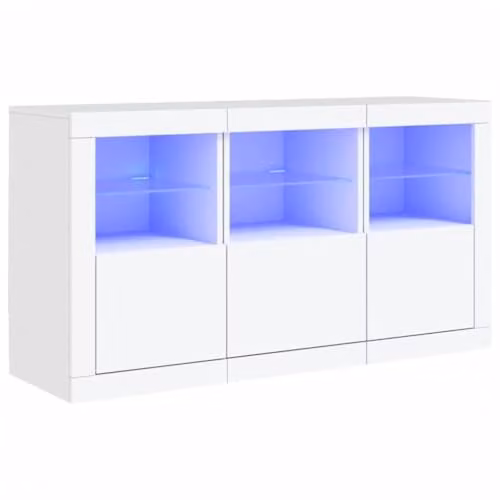 vidaXL Modern White Matt Sideboard with Integrated LED Lights W/D/H: 123 x 37 x 67 cm