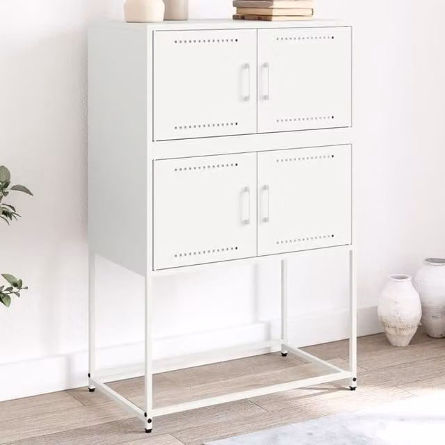 Berkfield Home Industrial White Metal Sideboard, W/D/H: 68.5 x 38.5 x 107 cm