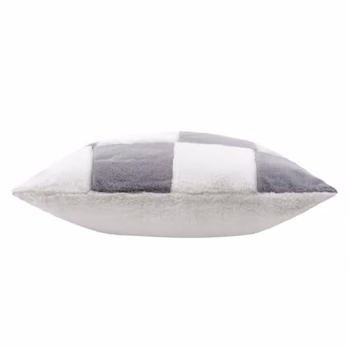 Heya Home Cozee Check Faux Fur Cushion in Blue, W/D/H: 50 x 50 x 50 cm – 3