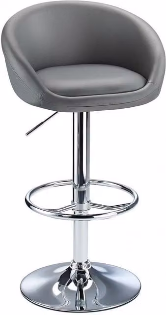 netfurniture Lombardy Adjustable Bar Stool in Grey Synthetic Leather with Chrome Metal Base