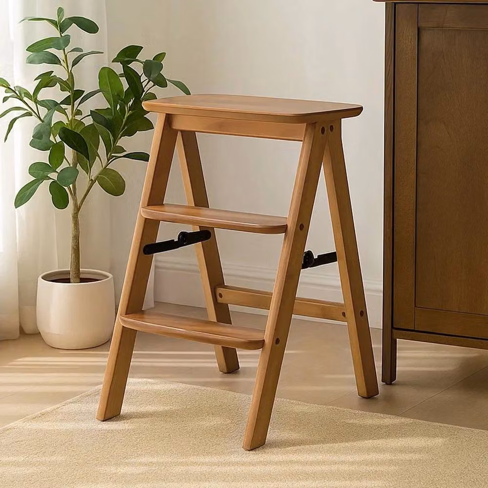 Havendro 3-Tier Foldable Bamboo Step Stool in Brown, H 63.5 cm x W 35 cm x D 35 cm – 4