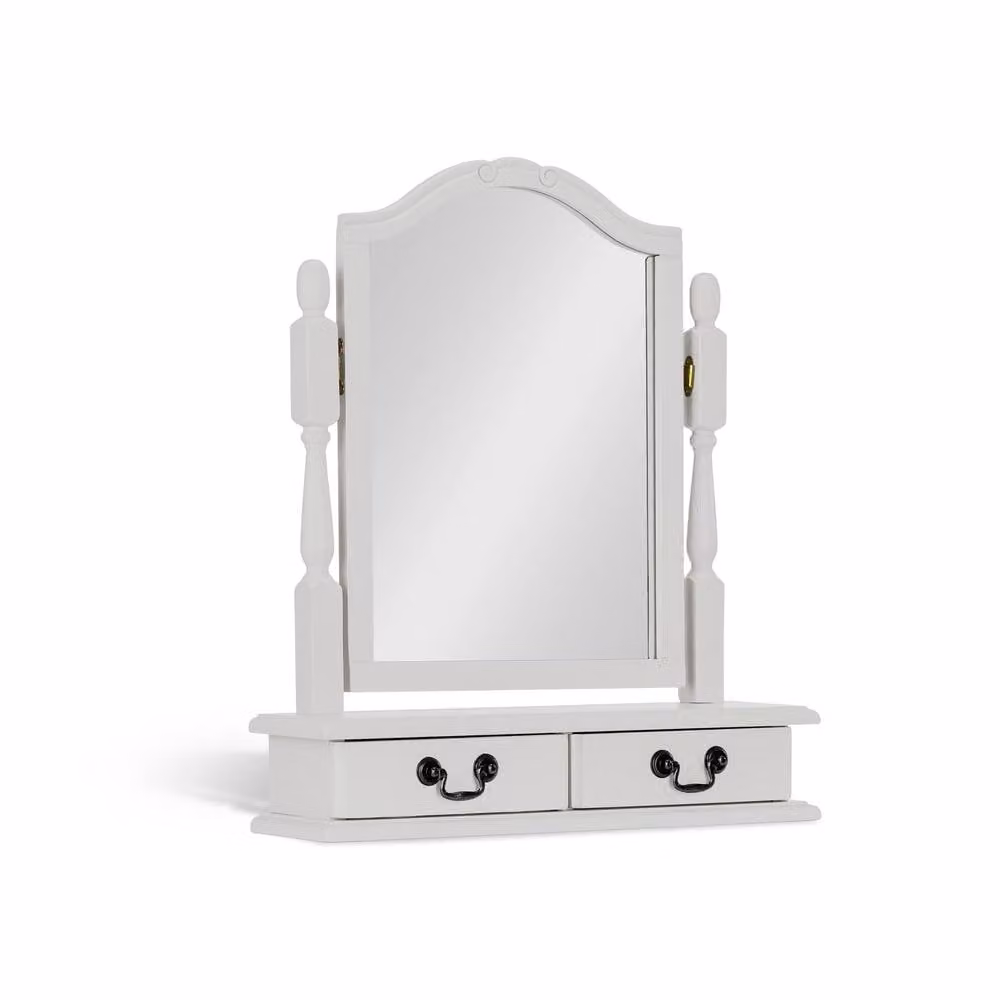 Statement Furniture Juliette Trinket Dressing Table Mirror with 2 Drawers in White, W/D/H: 64 x 56 x 15 cm – 3