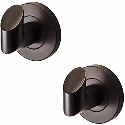 Loops 2 Pack Single Bathroom Robe Hook with Concealed Fix Rose in Matt Black, Projection: 44.5 mm