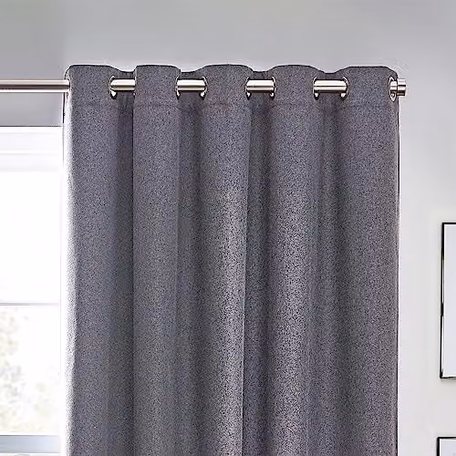 Riva Home Furn Blackout Eyelet Curtains in Black and Grey, Thermal Insulating, Width: 168 cm, Drop: 183 cm – 2
