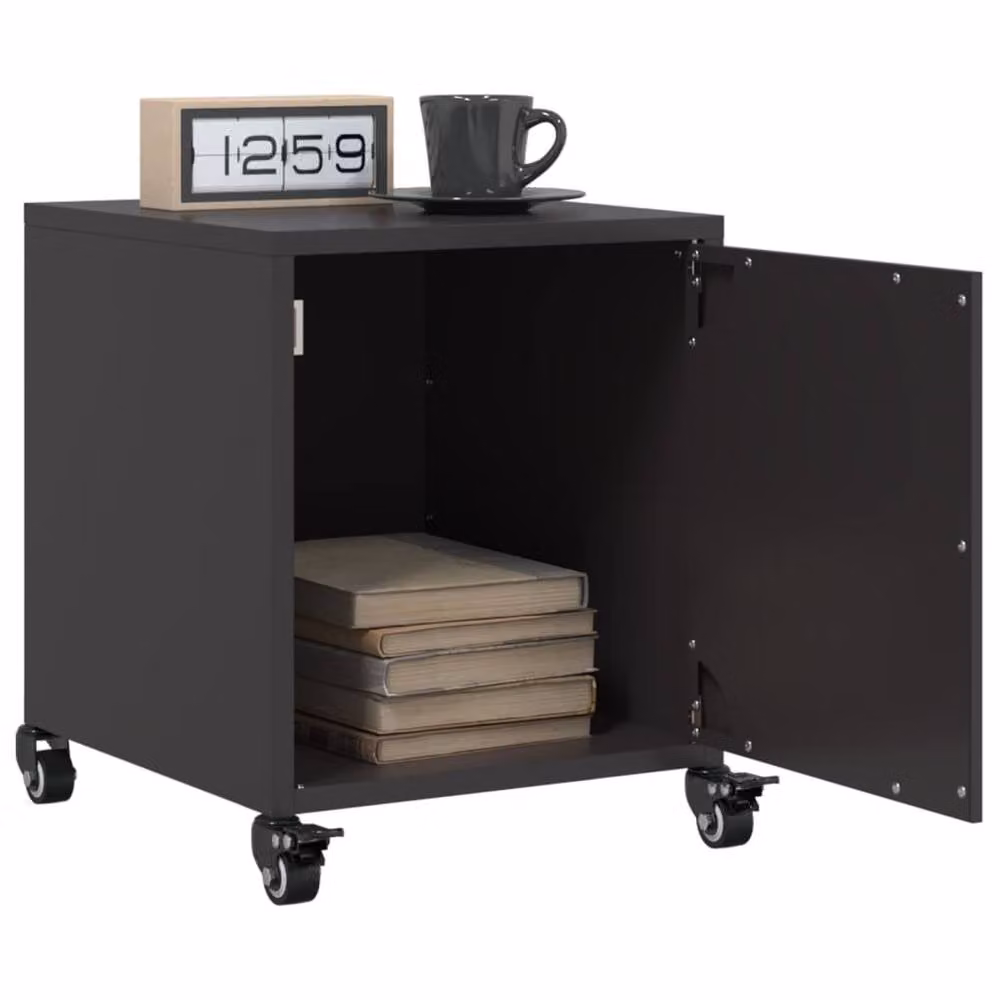 Berkfield Home Set of 2 Black Metal Bedside Cabinets W/D/H: 36 x 39 x 43.5 cm – 2