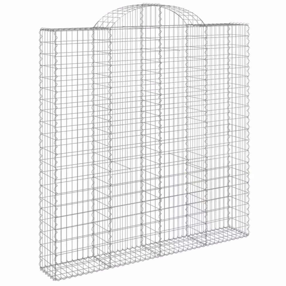Berkfield Home Arched Gabion Basket in Silver Galvanised Steel, W: 200 cm, D: 30 cm, H: 200-220 cm – 2