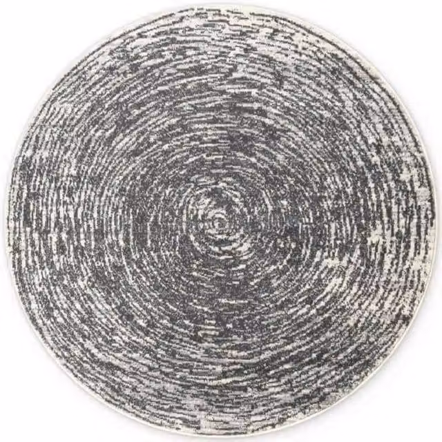 THE RUGS Gloria Round Rug Cavallo Abstract Grey Beige Polypropylene 9 mm Diameter: 120 cm – 1