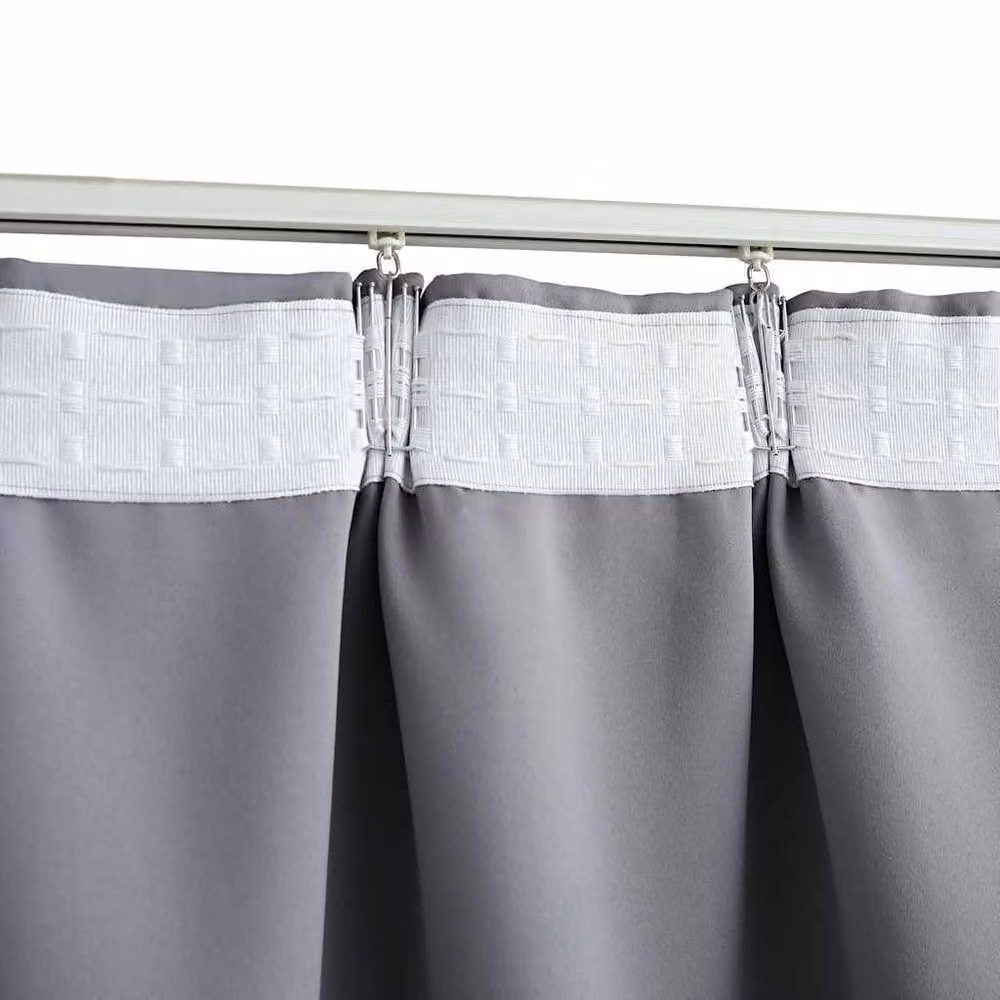 Berkfield Home Grey Blackout Fabric Curtain Panels with Hooks, 2 Pack, W: 140 cm, H: 175 cm – 4