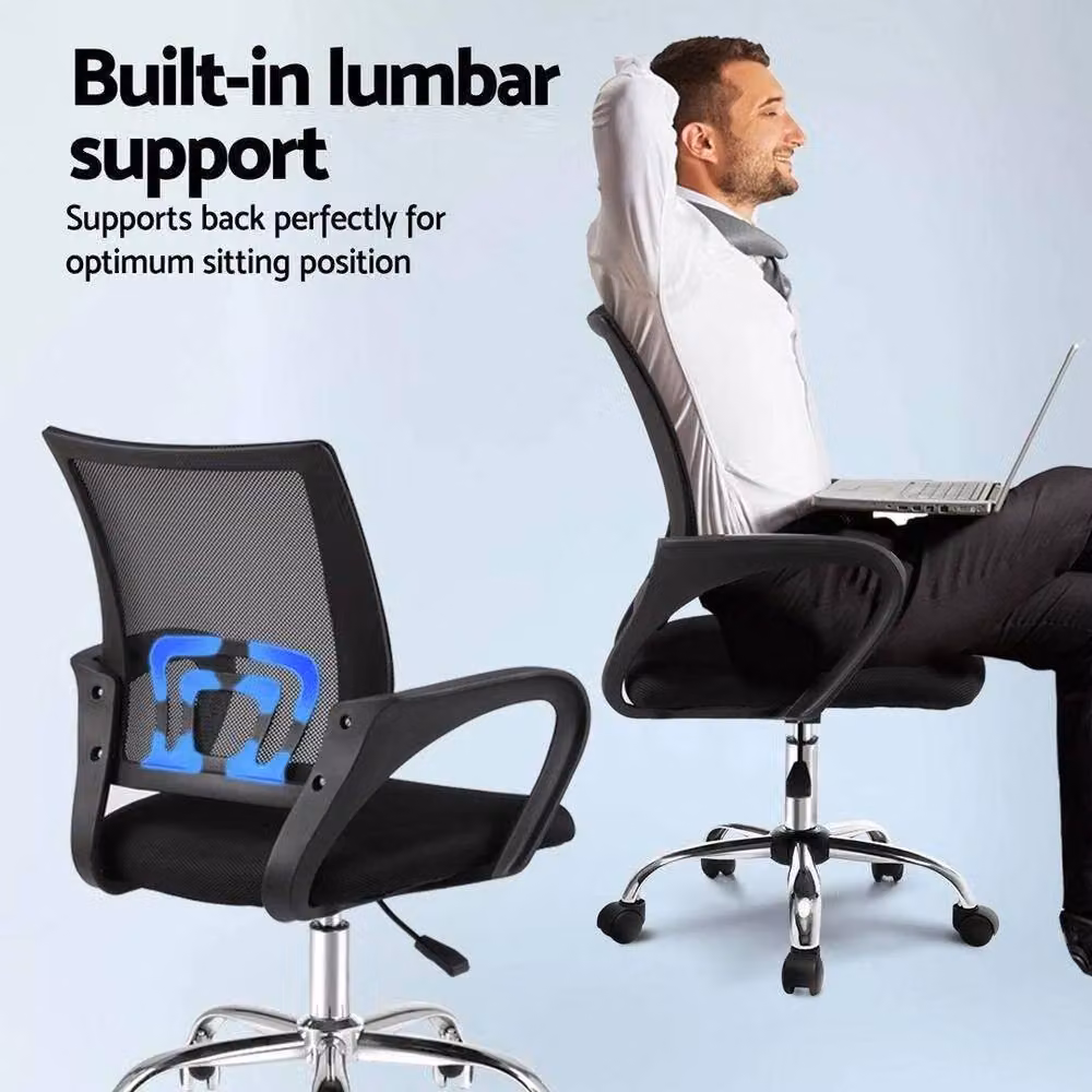 FORGEVIO Black Mesh Task Chair with Armrests and 360 Degree Swivel for Home Office – 5
