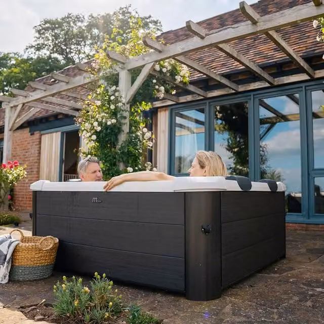 MSpa Oslo Inflatable Square Portable Hot Tub for 4-6 People in Carbon Grey and Black