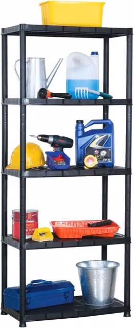 Berkfield Home 5-Tier Plastic Storage Shelf in Black, W/D/H: 71 x 38 x 170 cm – 1