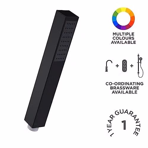 nuie HO410 Modern Square Minimalist Single Function Shower Handset, Matt Black, 23.1 cm – 3