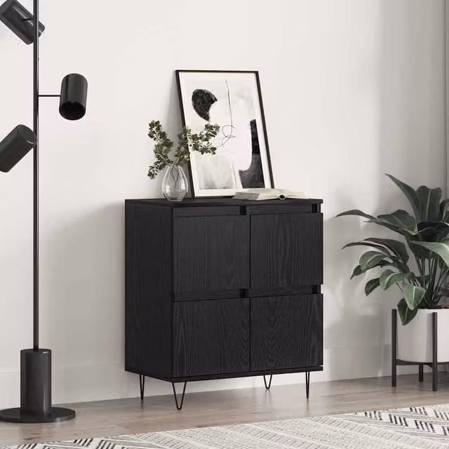 Berkfield Home Modern Sideboard with Storage Door in Black, W/D/H: 60 x 35 x 70 cm – 1