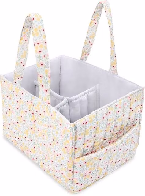 Avery Row Nappy Caddy in Wildflower Garden Multicolour Cotton