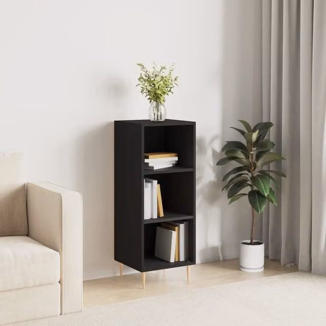 Berkfield Home Classic Sideboard in Black Matt MDF, W/D/H: 34.5 x 32.5 x 90 cm