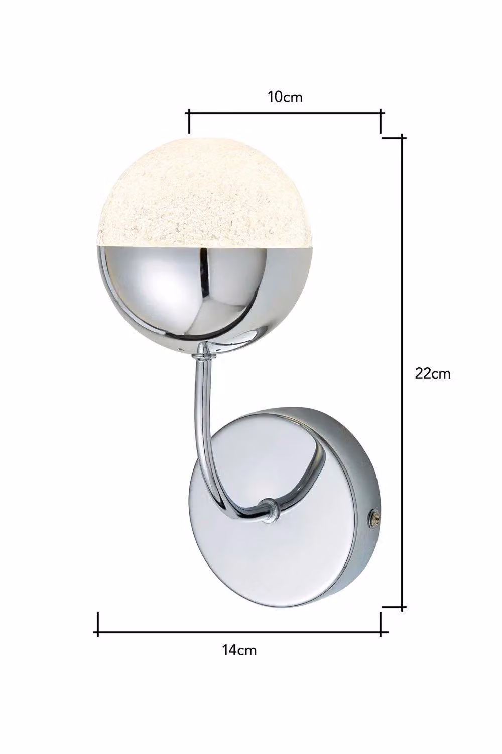 BHS Lighting Sile Modern LED Sphere Wall Light in Silver and Chrome with Glass – 2