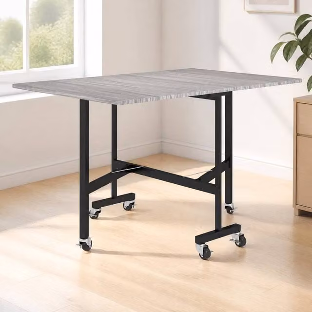 STILVORA Modern Extendable Rectangular Dining Table with Steel Frame in Grey