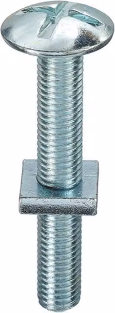 Unifix Grade 4.8 Mushroom Head Roofing Bolts and Square Nuts, Bright Zinc Plated Steel, Silver, M10 x 30 mm, Box of 50