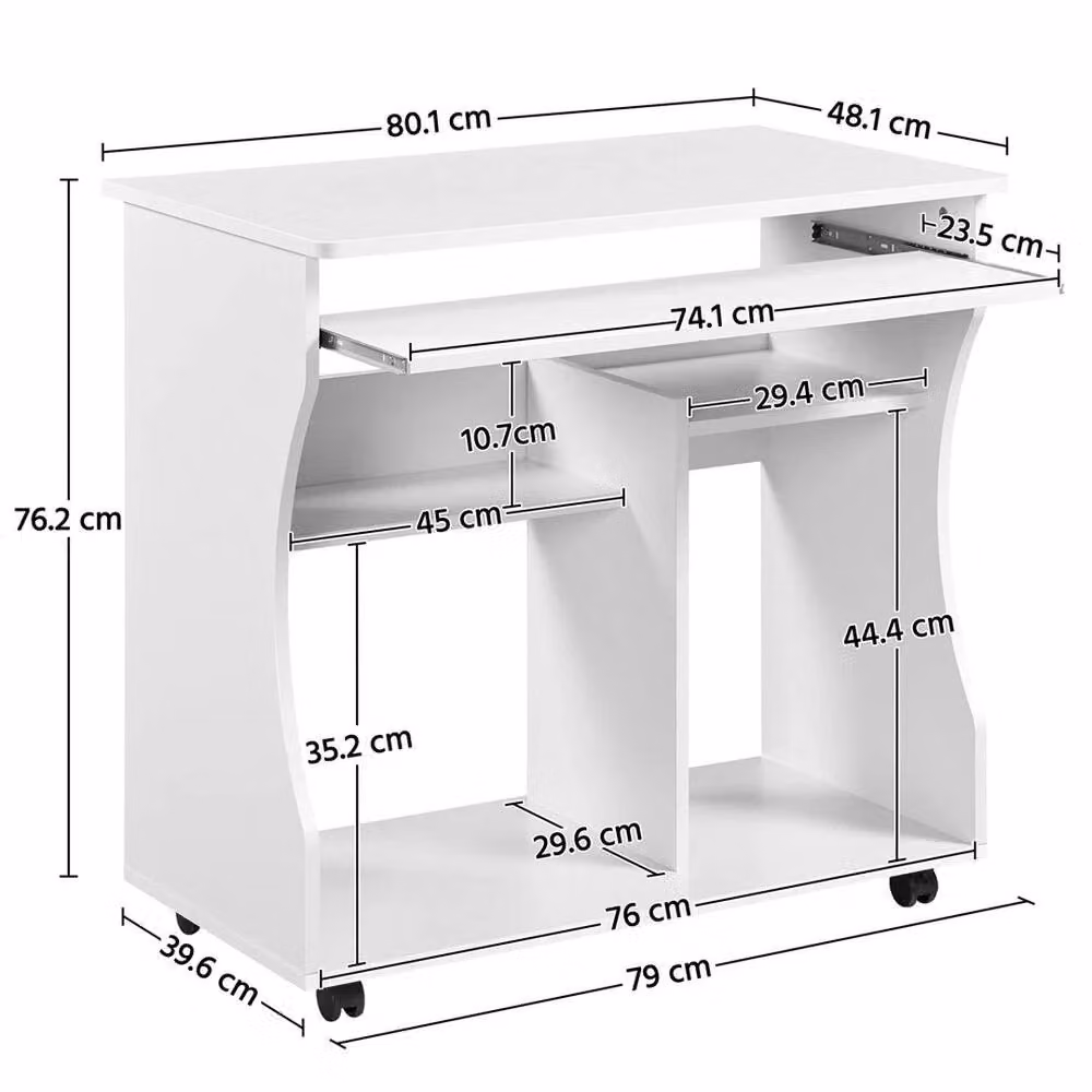 Kelvenix Mobile Computer Desk Workstation in White – 2