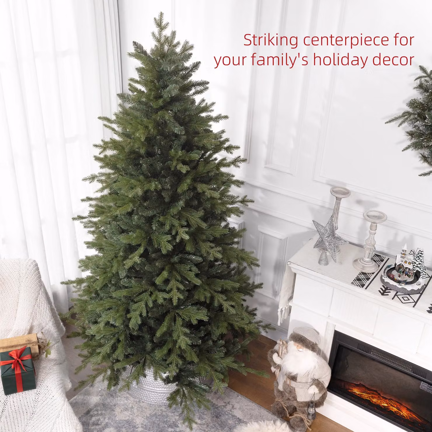 HOMCOM Green Artificial Christmas Tree with Metal Base, Height: 152.4 cm – 3