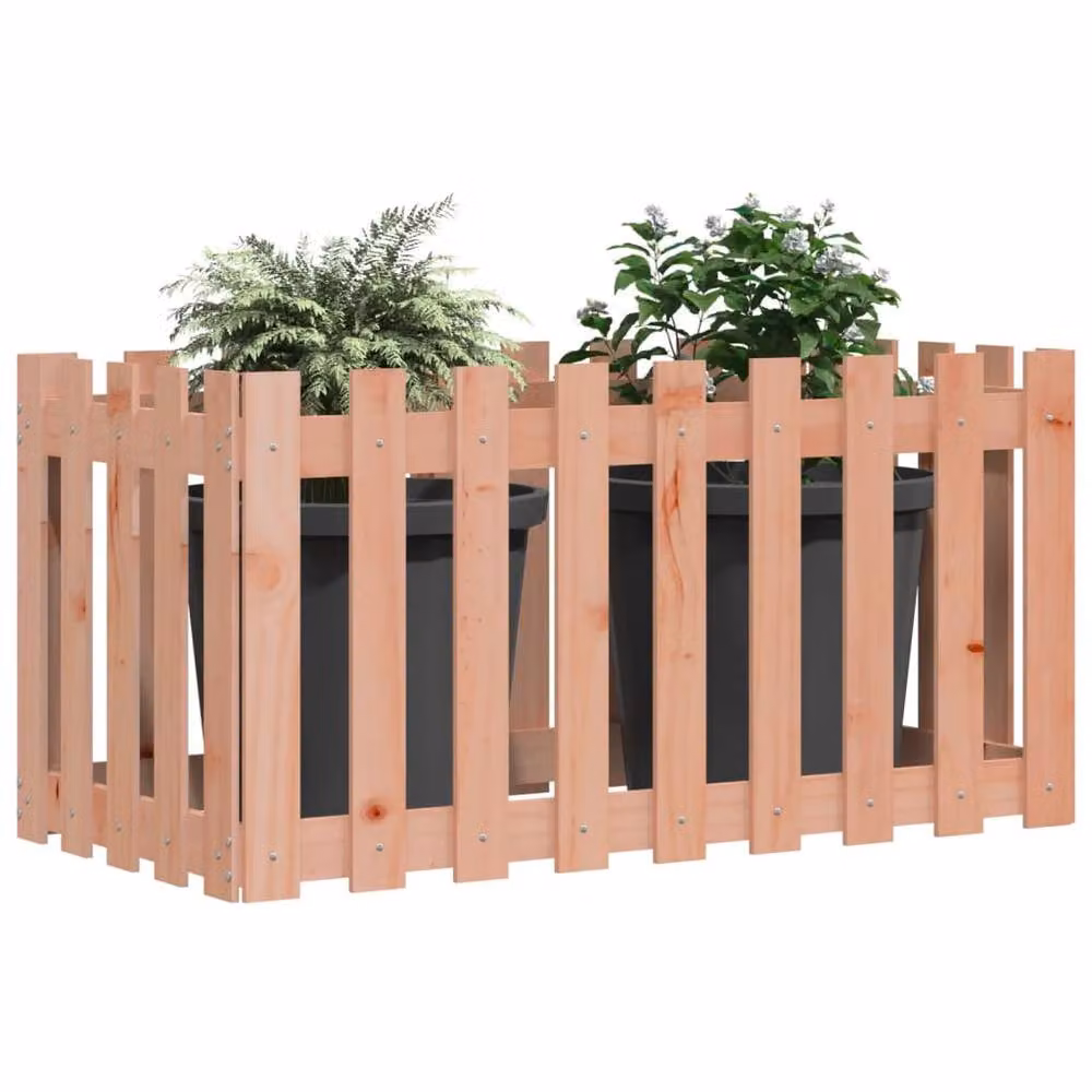 Berkfield Home Garden Raised Bed with Fence Design in Beige Solid Wood, W/D/H: 100 x 50 x 70 cm – 2