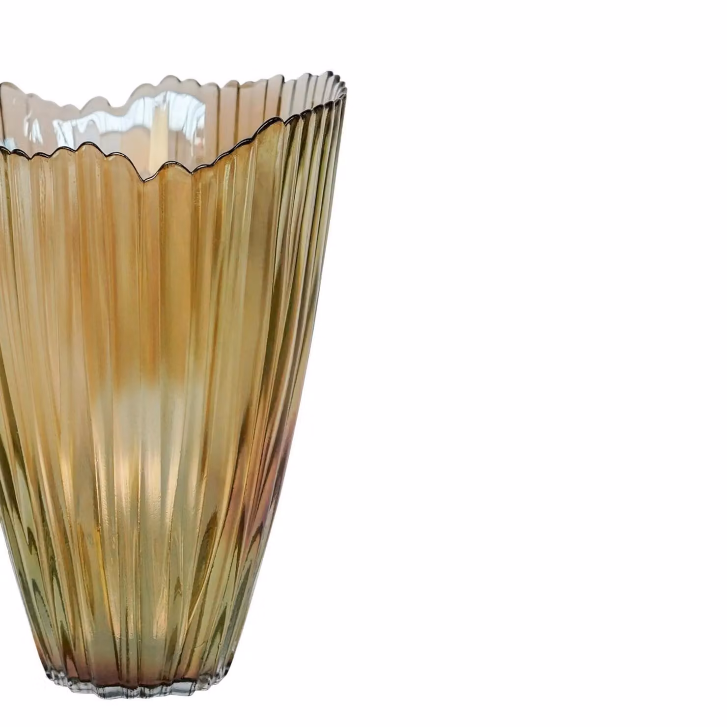 Ivyline Mocha Rippled Glass Vase in Beige, H 25 cm x W 14.5 cm – 4
