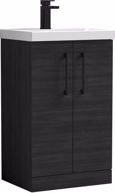 Balterley Modern Black Freestanding Bathroom Vanity Unit with 2 Soft Close Doors, Width: 50 cm – 1
