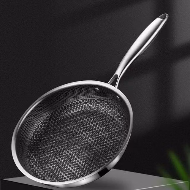 Nordara 30cm Stainless Steel Induction Geo Hex Non Stick Frying Pan in Silver – 1
