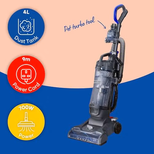 Russell Hobbs RHUV7001 Hypermax Upright Vacuum Cleaner in Grey and Blue with Multi-Cyclonic Filtration, LED Headlight and Pet Hair Functionality – 3