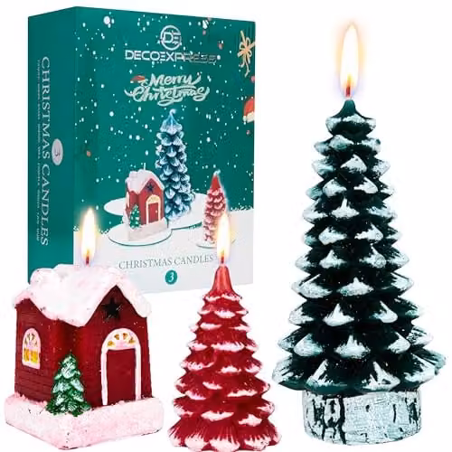Deco Express Christmas Candle Gift Set, Gold and Multicolour, 3 Pieces – 1