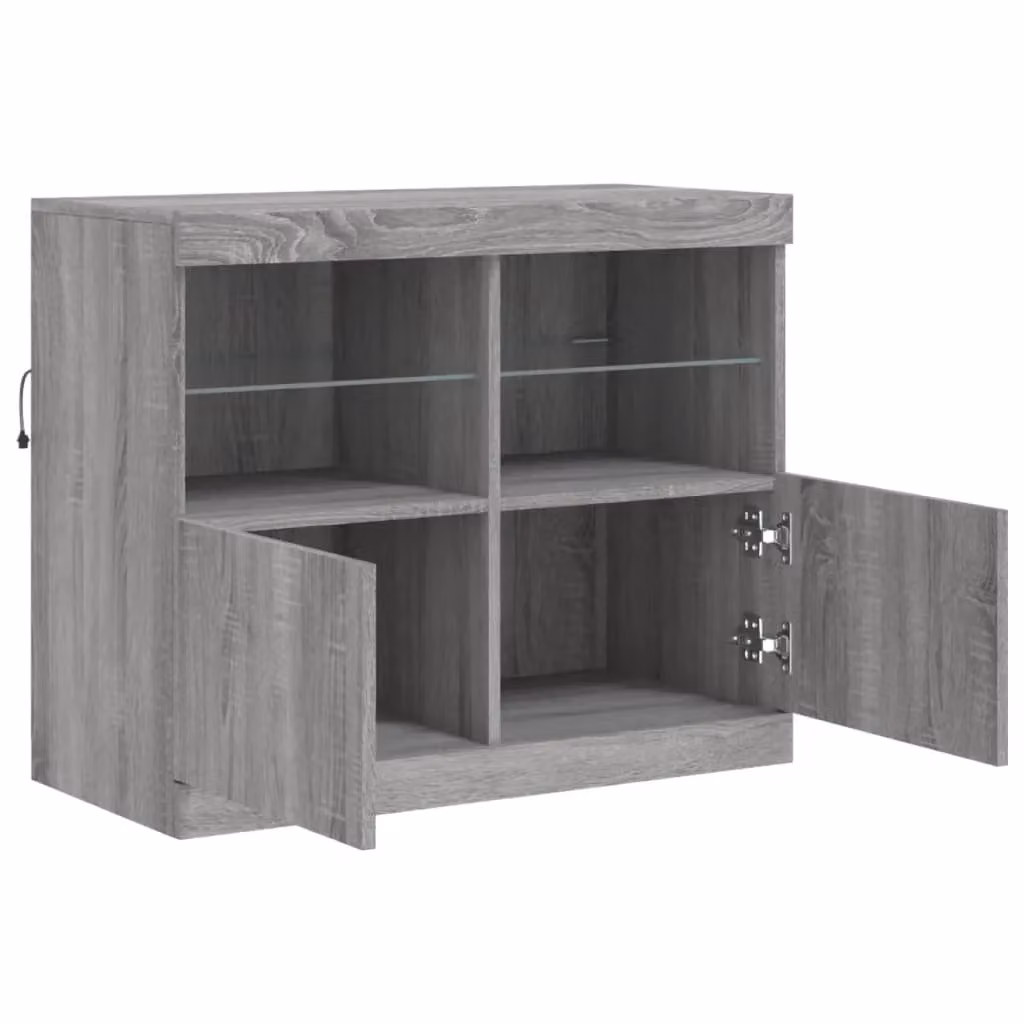 Berkfield Home Modern Grey Sideboard with Integrated LED Lights W/D/H: 81 x 37 x 67 cm – 4