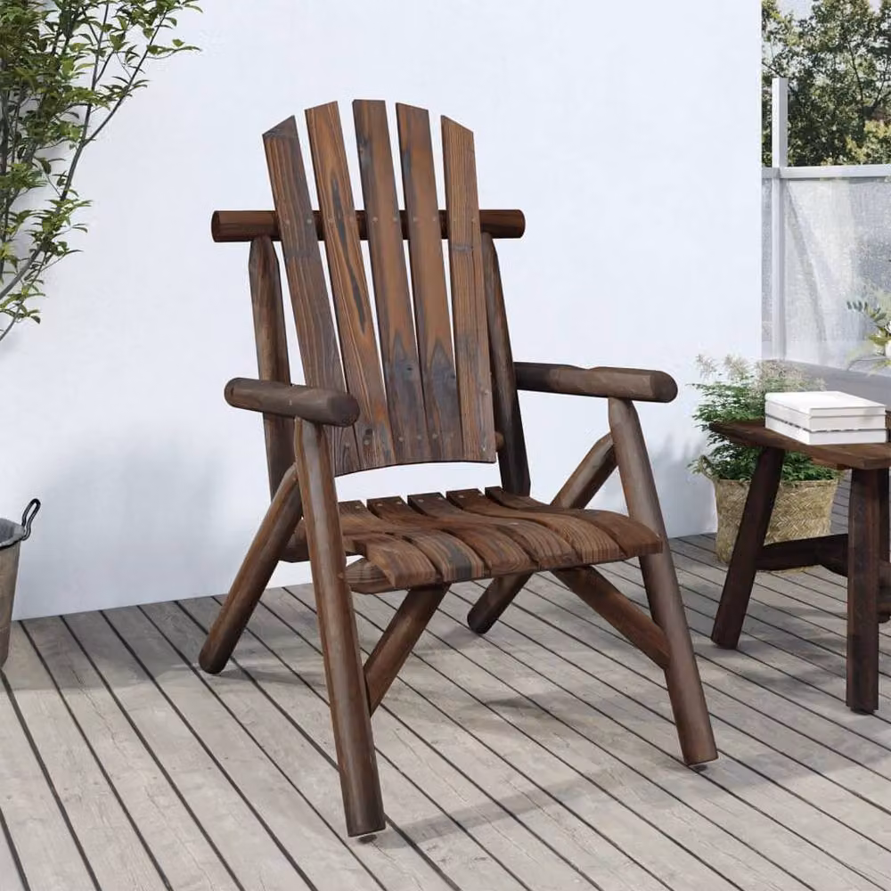 Berkfield Home Beautiful Garden Chair in Brown Solid Spruce Wood, W/D/H: 68 x 86 x 103 cm – 2