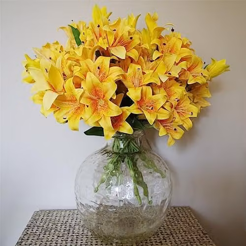 Leaf Yellow Artificial Lily Stem Floral Decoration H 60 cm, W 12 cm – 1