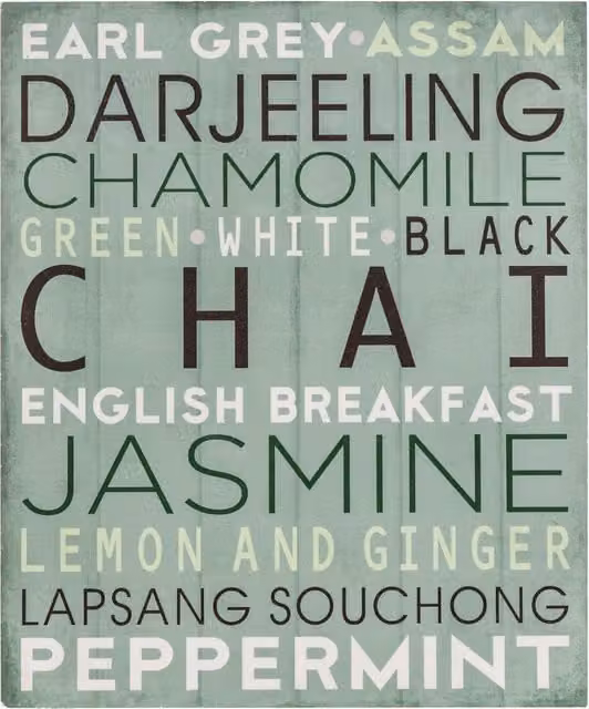Orsina Chai Wall Plaque, Rustic Wood Typography Sign in Blue and Multicolour – 2