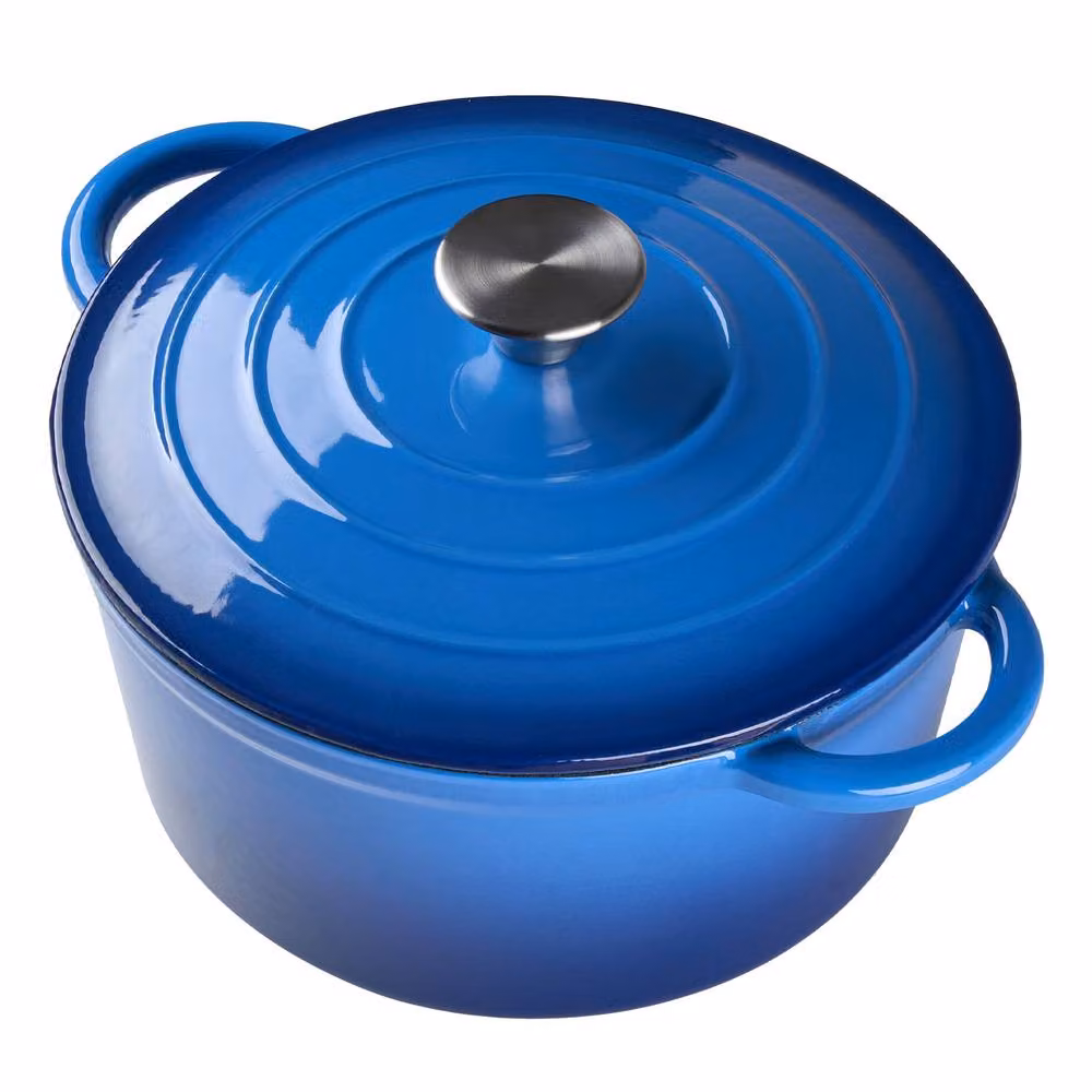 Living and Home Enameled Cast Iron Dutch Oven Casserole Pot with Lid, Blue, 4L – 3
